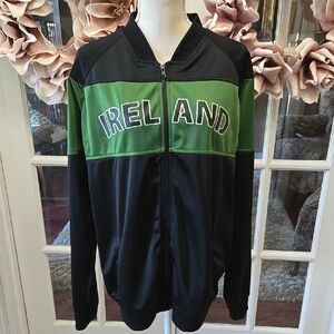Nephin Peaks Green  Black Ireland Track Jacket Full Zip Front 2 Pocket Large EUC